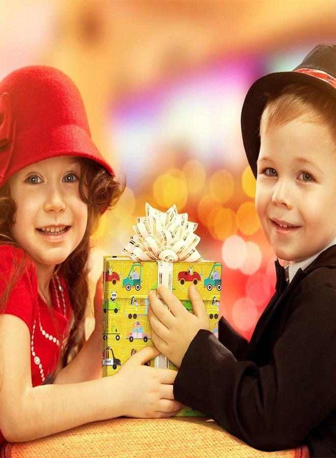 ورق تغليف هدايا عيد ميلاد للأطفال (بنات وأولاد)، ورق تغليف هدايا بتصميم حيوانات ومركبات، مناسب لأعياد الميلاد وحفلات استقبال المولود، سيارة شرطة، حافلة، شاحنة، حيوانات كرتونية لطيفة، 4 أوراق مطوية بشكل مسطح، 20 × 28 بوصة لكل ورقة - Image 5